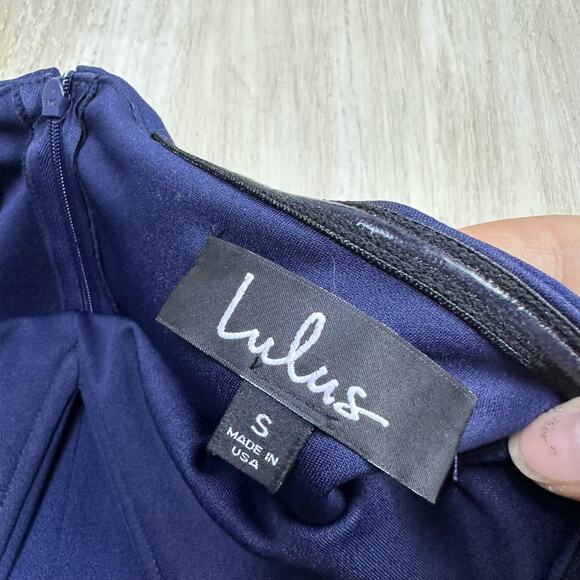 Lulus Power of Love Navy Blue V Neck Ruffle Strapless Wide Leg Jumpsuit Small - Picture 13 of 15